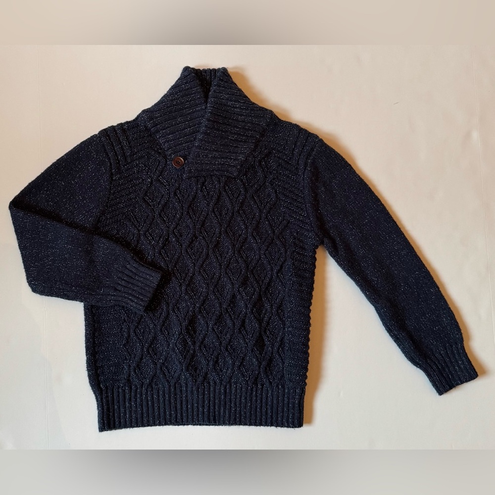 Cat & Jack Navy Cable Knit Turtleneck Sweater Boys 4T EUC